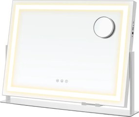 Lustro kosmetyczne DAHLIA z oświetleniem LED, 10x62,5x45,8 cm, biała SongmicsHome