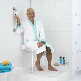 SAPHO A0020301 Składane siedzisko do kabinyprysznicowej z podparciem, białe