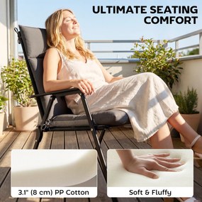 Outsunny 4-częściowy zestaw poduszek wodoodporny, antypoślizgowy, z paskami, na taras i ogród, 111,5 x 53 x 8 cm, ciemnoszary | Aosom PL