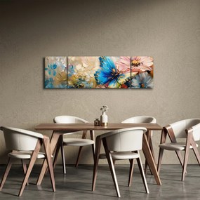 Obraz - Malowanie kwiatów i motyli (170x50 cm)