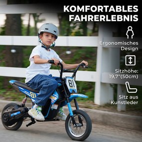 AIYAPLAY Elektryczny motocykl dziecięcy 24 V Motocross z silnikiem 250W, akumulator 7Ah, tylne zawieszenie, hamulec tarczowy, 16 km/h, 8–12 lat | Aosom PL