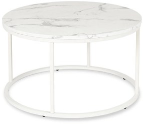Stolik Kawowy AGNES MAX 80 cm Biały Marmur Nowoczesny