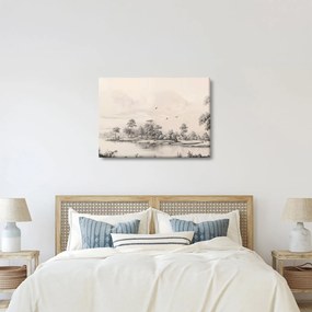 Obraz - Rysunek krajobrazu w stylu vintage (70x50 cm)