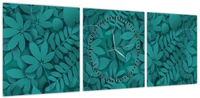 Obraz liści (z zegarem) (90x30 cm)