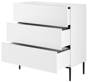 Komoda z szufladami Nicole 100 cm - biały mat / czarne nóżki