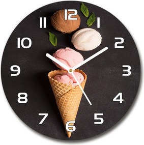 Zegar szklany okrągły Lody w waflu