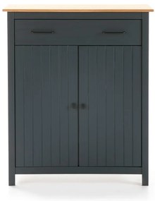 Ciemnoniebieska wysoka komoda z litego drewna sosnowego 90x110 cm Miranda – Marckeric
