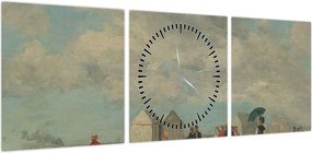 Obraz - Eugène Boudin, Beach Scene, reprodukcje (z zegarem) (90x30 cm)
