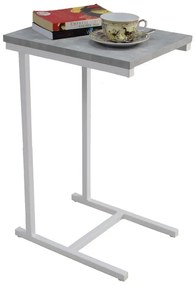 Minimalistyczny stolik pomocniczy biały + beton - Liros 5X