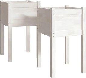 Komplet białych drewnianych donic ogrodowych F0-K39