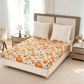 PrzytulneMieszkanie.pl Prześcieradło z mikrofibry AUTUMN PUMPKINS kolorowe 90x200 cm