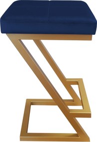 Hoker ZETA krzesło barowe tkanina Welur podstawa metalowa LOFT : Kolor Stelaża - Złoty, Kolor tkaniny - VELVET - MG16