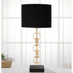 Lampa stołowa w kolorze czarno-złotym Mauro Ferretti Glam Rings, wysokość 54,5 cm