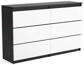 Duża komoda 6 SZUFLAD Szafka 120 cm ARIA Czarny/Biały