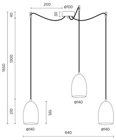 Czarna matowa potrójna lampa wisząca Sotto Luce Ume Matte