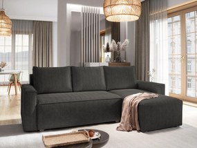 Masseno Narożnik POTARO z funkcją spania i pojemnikiem na pościel Narozniki L, Rozkładana sofa - Grafitowy, POSO 34