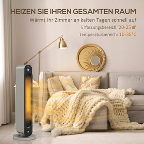HOMCOM Grzejka elektryczna, 3 tryby, 12-godzinny timer, wyświetlacz LED, funkcja obrotu