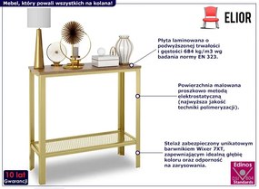 Konsola z półką w stylu glamour złoty + dąb lancelot N0-S88