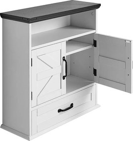 Szafka Łazienkowa Wisząca SucceBuy, 2 Drzwi i Regulowana Półka, Apteczka nad Toaletą, Organizer Wiszący do Pralni, Kuchni, Biały