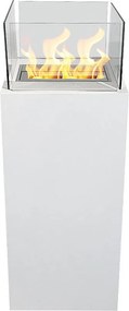 Ischia White 40x40x115 Kominek bioetanolowy do użytku wewnątrz i na zewnątrz, stojący