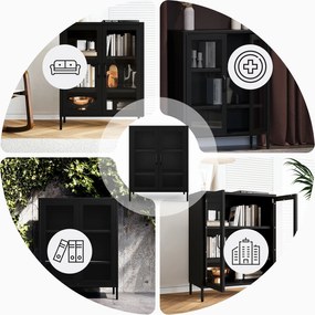 Witryna przeszklona niska czarna: GINA Modern 800 x 1015 x 400 mm