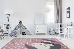 Dywan dziecięcy 3D Śpiący Miś różowy 80 cm x 150 cm