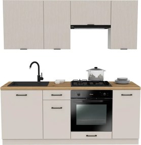 Zestaw Mebli Kuchennych MODERN 200 cm Kaszmir Ryflowany Nowoczesny