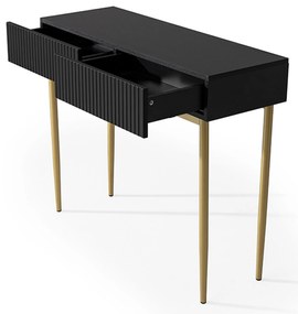 Toaletka Nicole 100 cm z szufladami - czarny mat / złote nóżki