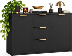 Czarna elegancka komoda do sypialni z szufladami L4-B88