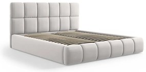 Jasnoszare aksamitne tapicerowane łóżko dwuosobowe ze schowkiem i stelażem 200x200 cm Bellis – Micadoni