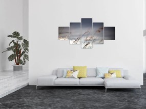 Obraz - Kwiaty polne nad jeziorem (125x70 cm)