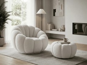 Fotel designerski BLOOM z podnóżkiem, biały