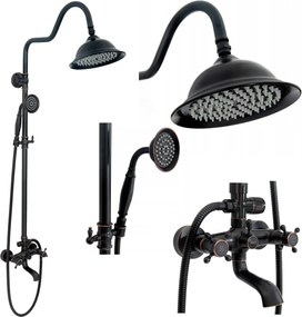 Zestaw prysznicowy natryskowy z wylewką Rea Retro Postarzany Czarny