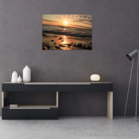 Obraz na szkle - Zachód słońca nad oceanem (70x50 cm)