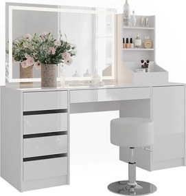 Stół do toalety biały/biały wysoki połysk 158.2x50.1x76 sherry