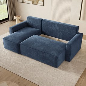 Masseno Narożnik POTARO z funkcją spania i pojemnikiem na pościel Narozniki L, Rozkładana sofa - Niebieski, LUMO 05