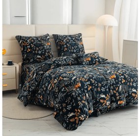 PrzytulneMieszkanie.pl PrzytulneMieszkanie.pl PrzytulneMieszkanie.pl Zestaw 2 szt. pościeli z mikropluszu THE FOX AND THE HARE ciemnozielone + prześcieradło z mikropluszu SOFT 180x200 cm białe, podwójne łóżko