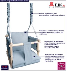 Szara welwetowa huśtawka dziecięca 3w1 L2-D40