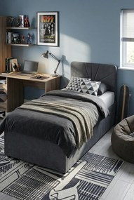 Tapicerowany szary tapczan z pojemnikiem S3-H80