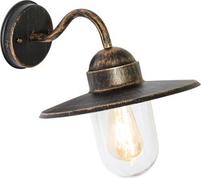 Rustykalna lampa ścienna zewnętrzna antyczne złoto IP44 - Kansas