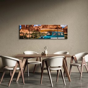 Obraz pojazdu terenowego w górach (170x50 cm)