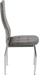 Krzesło Tapicerowane do Jadalni MOLLY Szare Welurowe Nowoczesne
