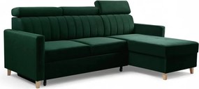 Narożnik Vario z funkcją spania uniwersalny prawo/lewostronny - zielony welur Bluvel 78