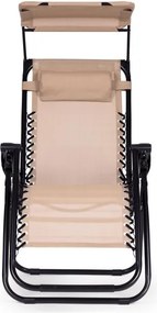 Składany leżak ogrodowy z regulowanym daszkiem Corfu 009, beżowy