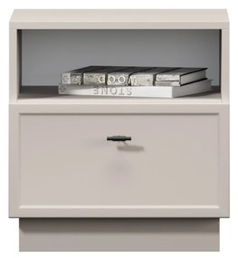 Szafka nocna Lorini z szufladą 45 cm - kaszmir / czarny uchwyt T-bar