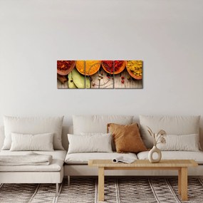 Obraz - Przyprawy na drewnie (z zegarem) (90x30 cm)