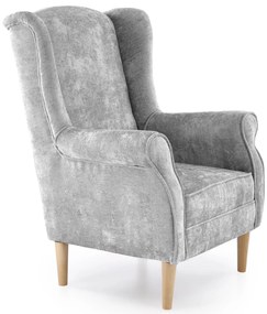 Fotel wypoczynkowy klasyczny uszak HERMES popielaty tkanina MARKOS 14-#22