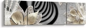 Obraz - 3D złote kwiaty (170x50 cm)