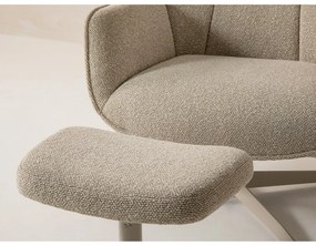Beżowy obrotowy fotel z podnóżkiem z materiału bouclé Arset – Micadoni