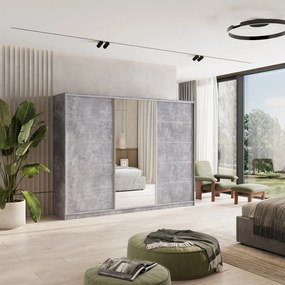 Szafa PINA - Beton jasny / 235 cm / Srebrne